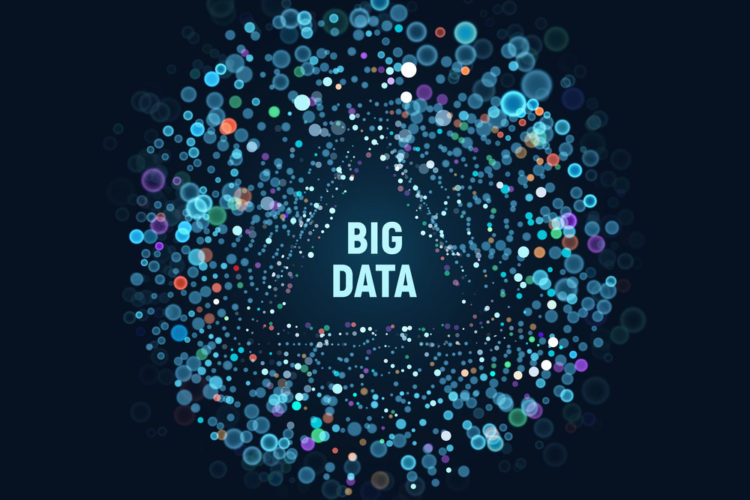 Big data visualization vector illustration. The process of sorting dataset. Isolated design elements.