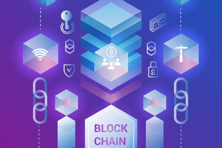 Cryptocurrency and blockchain isometric concept. Isometric vector illustration